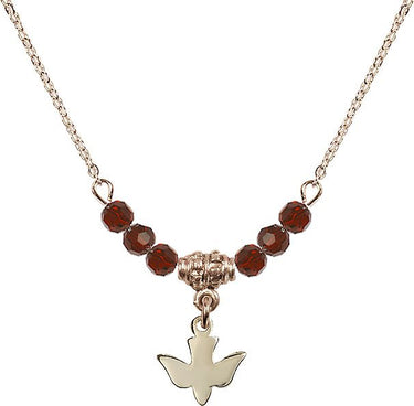 Sterling Holy Spirit Birthstone Necklace | 3/8 inch | 4mm Beads