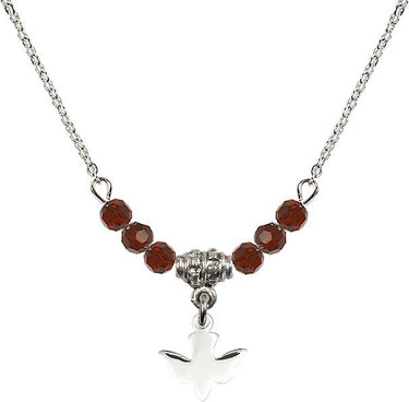 Sterling Holy Spirit Birthstone Necklace | 3/8 inch | 4mm Beads