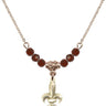 Fleur de Lis Birthstone Necklace | 1/2 inch | 4mm Beads  Garnet 14kt Gold Filled
