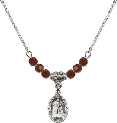 Saint Anne Birthstone Necklace | 1/2 inch | 4mm Beads | N20-0301A