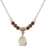 Saint Christopher Birthstone Necklace | 1/2 inch | 4mm Beads  Garnet 14kt Gold Filled