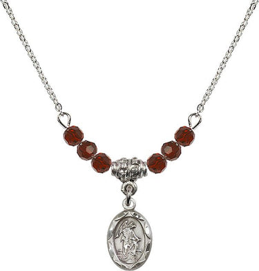 Beads Guardian Angel Birthstone Necklace | 1/2 inch | 4mm Beads