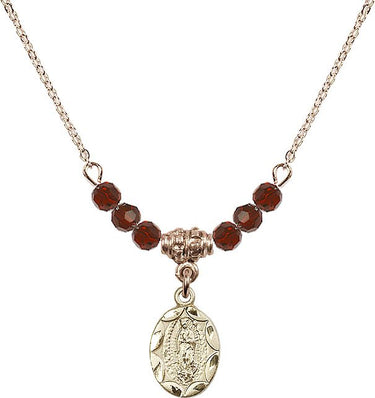 Our Lady of Guadalupe Birthstone Necklace | 1/2 inch
