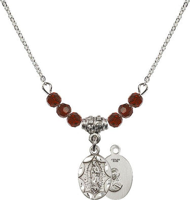 Our Lady of Guadalupe Birthstone Necklace | 1/2 inch