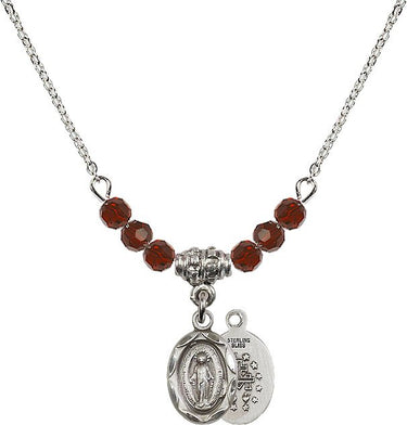 Beads Miraculous Medal Birthstone Necklace | 1/2 inch | 4mm Beads