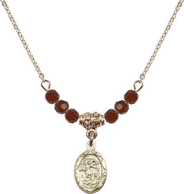 Saint Michael the Archangel Birthstone Necklace | 1/2 inch | N20-0301R