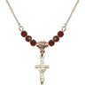 Crucifix Birthstone Necklace | 7/8 inch | 4mm Beads  Garnet 14kt Gold Filled