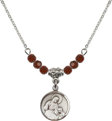 Saint Anne Birthstone Necklace | 5/8 inch | 4mm Beads