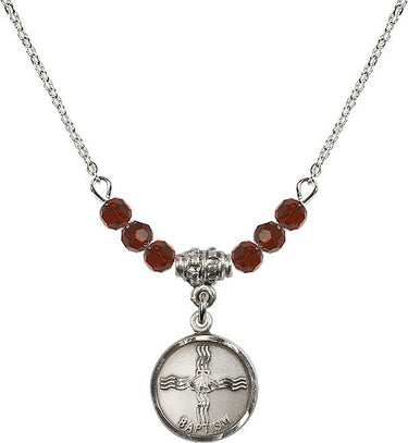 Collar de Bautismo con Piedra de Nacimiento | 5/8 pulgada | Cuentas de 4 mm