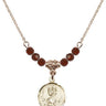 Saint Christopher Birthstone Necklace | 5/8 inch | 4mm Beads  Garnet 14kt Gold Filled