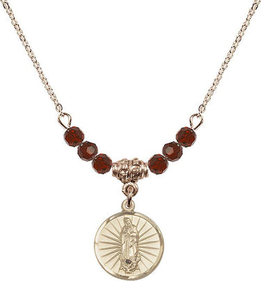 Our Lady of Guadalupe Birthstone Necklace | 5/8 inch | N20-0601F