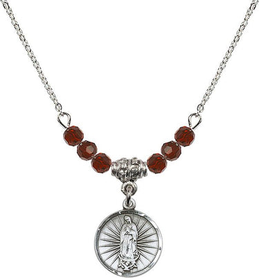 Our Lady of Guadalupe Birthstone Necklace | 5/8 inch | N20-0601F