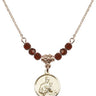 Saint Gerard Majella Birthstone Necklace | 5/8 inch | 4mm Beads  Garnet 14kt Gold Filled