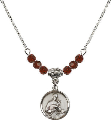 Saint Gerard Majella Birthstone Necklace | 5/8 inch | 4mm Beads