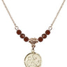 Saint Joseph Birthstone Necklace | 5/8 inch | 4mm Beads  Garnet 14kt Gold Filled
