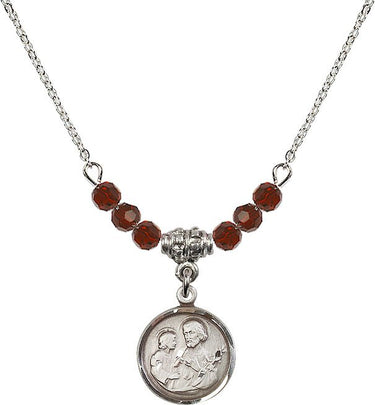 Saint Joseph Birthstone Necklace | 5/8 inch | 4mm Beads