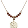 Miraculous Medal Birthstone Necklace | 5/8 inch | 4mm Beads  Garnet 14kt Gold Filled