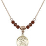 Saint Michael the Archangel Birthstone Necklace | 5/8 inch | 4mm Beads  Garnet 14kt Gold Filled