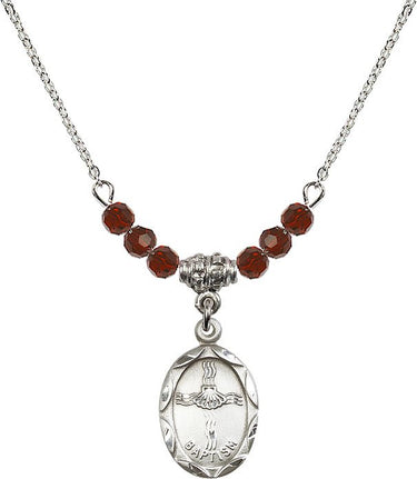Collar de bautismo con piedra natal | 1,9 cm | Cuentas de 4 mm