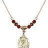Saint Christopher Birthstone Necklace | 3/4 inch | 4mm Beads  Garnet 14kt Gold Filled