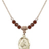 Saint Gerard Majella Birthstone Necklace | 3/4 inch | 4mm Beads  Garnet 14kt Gold Filled