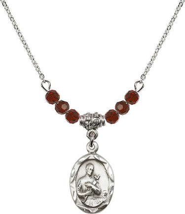 Saint Gerard Majella Birthstone Necklace | 3/4 inch | 4mm Beads