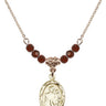 Saint Joseph Birthstone Necklace | 3/4 inch | 4mm Beads  Garnet 14kt Gold Filled