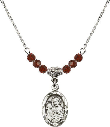 Saint Joseph Birthstone Necklace | 3/4 inch | 4mm Beads