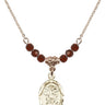 Saint Michael the Archangel Birthstone Necklace | 3/4 inch | 4mm Beads  Garnet 14kt Gold Filled