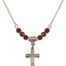 Crucifix Birthstone Necklace | 3/4 inch | 4mm Beads  Garnet 14kt Gold Filled