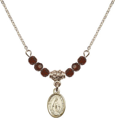 Women's Miraculous Medal Birthstone Necklace | 1/2 inch