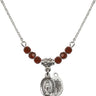 Miraculous Medal Birthstone Necklace | 1/2 inch | 4mm Beads  Garnet Sterling Silver