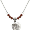 Miraculous Medal Birthstone Necklace | 1/2 inch | 4mm Beads  Garnet Sterling Silver