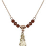Infant of Prague Birthstone Necklace | 3/4 inch | 4mm Beads  Garnet 14kt Gold Filled