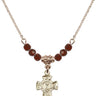5-Way / Chalice Birthstone Necklace | 1/2 inch | 4mm Beads  Garnet 14kt Gold Filled