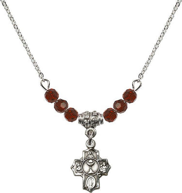 Communion 5-Way Birthstone Necklace | 1/2 inch | 4mm Beads