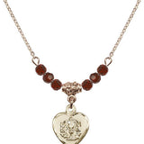 Heart / Communion Birthstone Necklace | 5/8 inch | 4mm Beads  Garnet 14kt Gold Filled