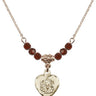 Heart / Communion Birthstone Necklace | 5/8 inch | 4mm Beads  Garnet 14kt Gold Filled