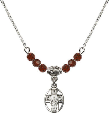 5-Way / Chalice Birthstone Necklace | 1/2 inch | 4mm Beads | N20-0979