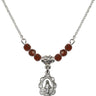 Miraculous Medal Birthstone Necklace | 1/2 inch | 4mm Beads  Garnet Sterling Silver