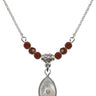 Mustard Seed Birthstone Necklace | 5/8 inch | 4mm Beads  Garnet Sterling Silver