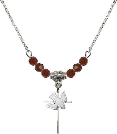 Cross / Holy Spirit Birthstone Necklace | 3/4 inch | 4mm Beads