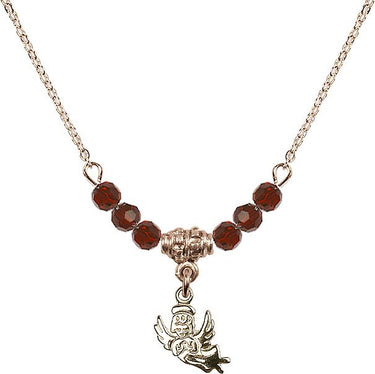 Beads Guardian Angel Birthstone Necklace | 3/8 inch | 4mm Beads
