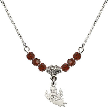 Beads Guardian Angel Birthstone Necklace | 3/8 inch | 4mm Beads