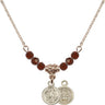 Saint Benedict Birthstone Necklace | 3/8 inch | 4mm Beads  Garnet 14kt Gold Filled