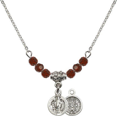 Saint Benedict Birthstone Necklace | 3/8 inch | 4mm Beads