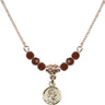 Saint Christopher Birthstone Necklace | 3/8 inch | 4mm Beads  Garnet 14kt Gold Filled