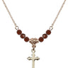 Cross Birthstone Necklace | 5/8 inch | 4mm Beads  Garnet 14kt Gold Filled