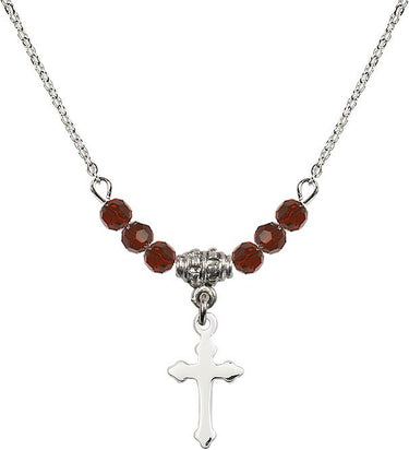 Cross Birthstone Necklace | 5/8 inch | 4mm Beads | N20-2528