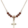 Cross Birthstone Necklace | 5/8 inch | 4mm Beads  Garnet 14kt Gold Filled